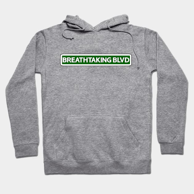 Breathtaking Blvd Street Sign Hoodie by Mookle